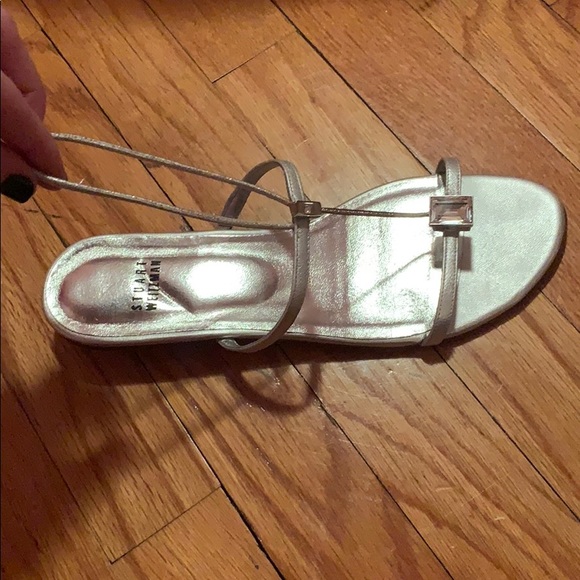 Stuart Weitzman Metallic Silver Jeweled Sandals - Picture 6 of 6